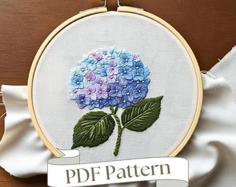 Hydrangea Embroidery Pattern: Easy Floral DIY (PDF Pattern)