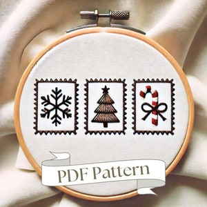 Christmas Embroidery Pattern Christmas Stamps Embroidery Pattern Ornament Beginner Easy PDF Pattern DIY Embroidery Hand Embroidery Design
