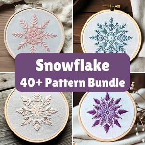 MINI BUNDLE Modelli di ricamo a fiocco di neve PDF Modello di ricamo a mano di Natale Modello di ricamo invernale Ricamo per le feste Accesso a vita
