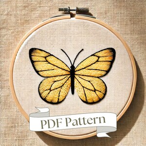 Padrão de bordado à mão de borboleta: projeto faça você mesmo para iniciantes (padrão em PDF)