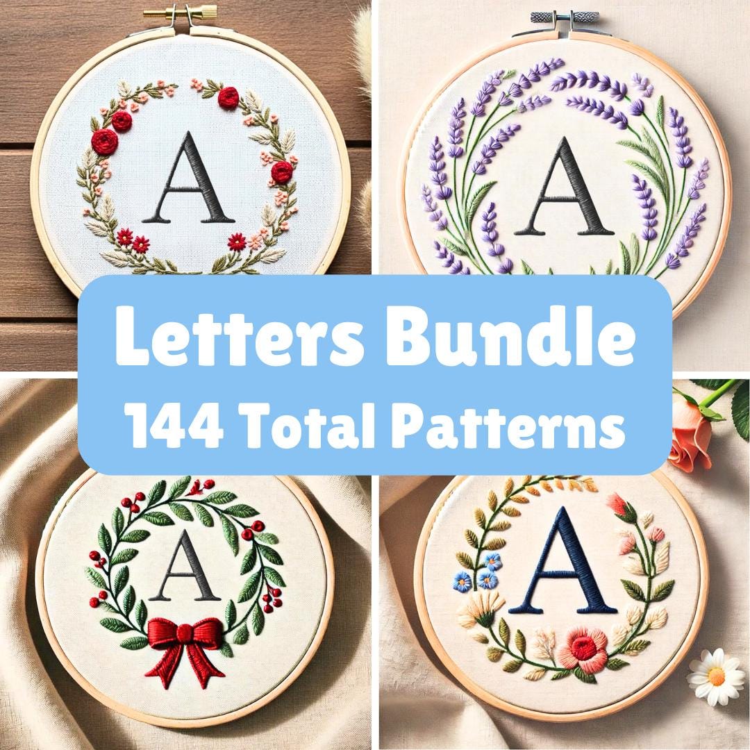 Mini Pattern Letter Floral Alphabet Embroidery Pattern: Mini Letter Bundle (PDF Pattern) - Etsy