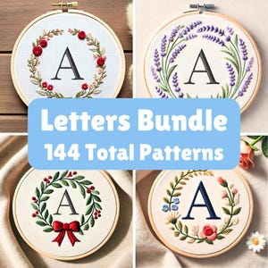 MINI BUNDLE Komplettes Alphabet Stickmuster Floral Alphabet Stickmuster Florale Stickerei Buchstaben Stickerei Anfangsstickerei