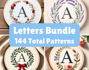 Floral Alphabet Embroidery Pattern: Mini Letter Bundle (PDF Pattern)