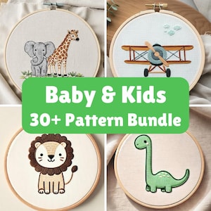 PAQUETE MINI PAQUETE DE PATRONES DE BORDADO PARA NIÑOS Patrones de bordado para guardería de bebés Patrón de bordado para niños Bordado DIY Diseño de bordado a mano