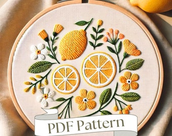 Lemon Embroidery Pattern: Easy DIY Citrus Decor (PDF Pattern)