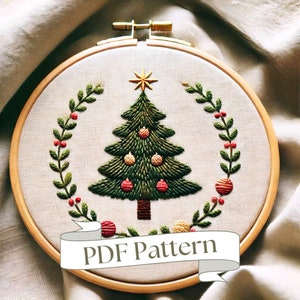 Simple Christmas Tree Embroidery Pattern PDF Christmas Embroidery Design Beginner Christmas Embroidery Pattern Hand Embroidery Pattern Easy