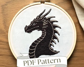 Drache Handstickerei: Fabelwesen DIY (PDF Stickmuster)