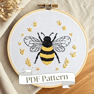 Bumblebee Embroidery Pattern Animal Embroidery Pattern Floral Embroidery Pattern Easy PDF Pattern DIY Embroidery Bird Hand Embroidery Design