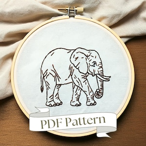 象の刺繍パターン 3 点セット、初心者向け刺繍パターン、象の