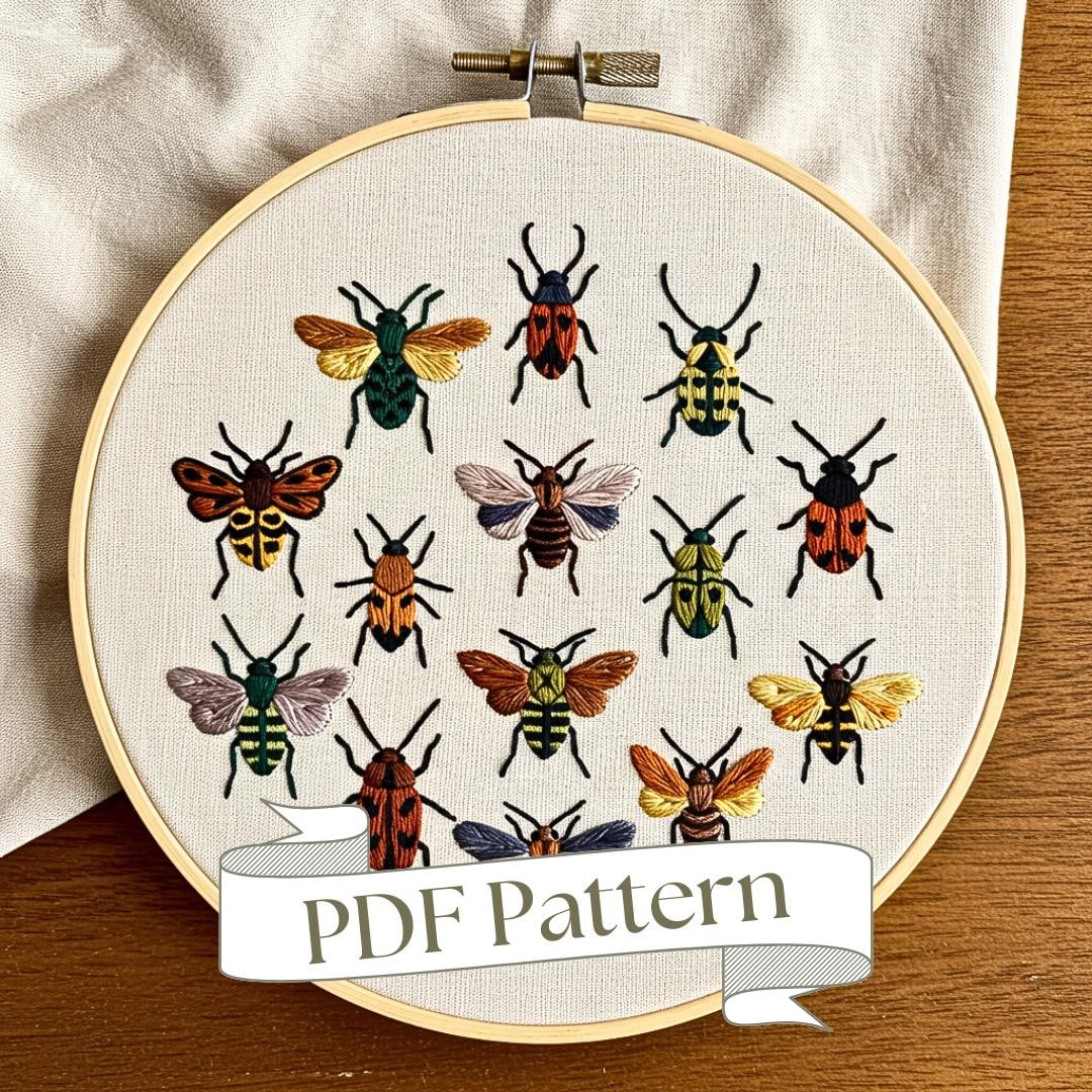 Insect Hand Embroidery Pattern: Bug & Butterfly Design (PDF Pattern) - Etsy