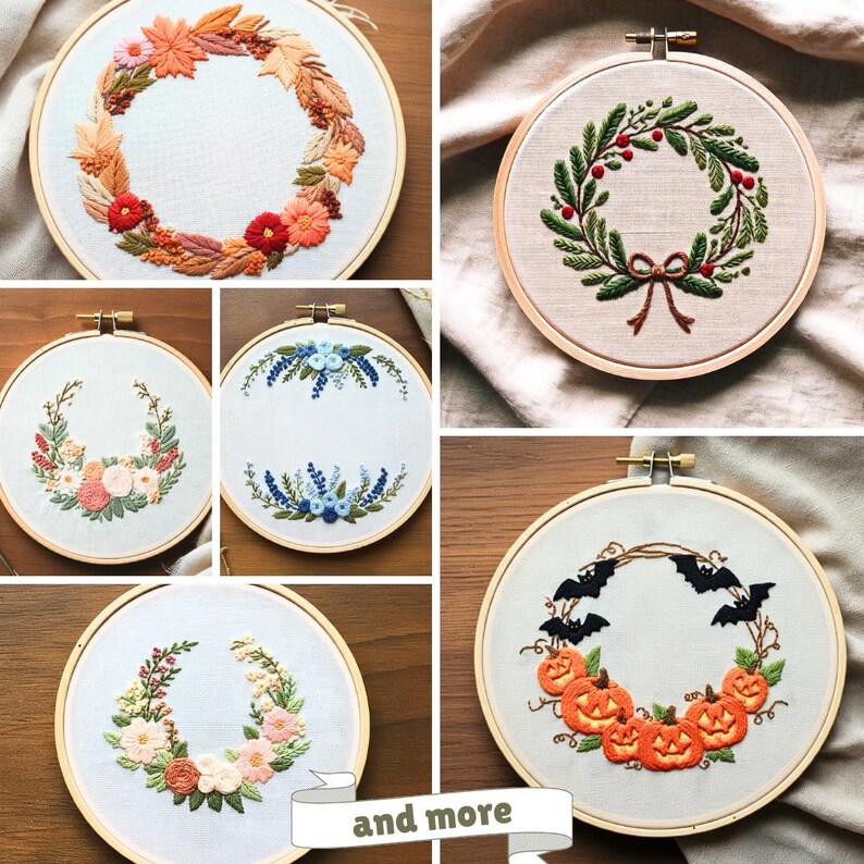 Floral Wreath Hand Embroidery Pattern Bundle: 15+ Spring Designs (PDF ...