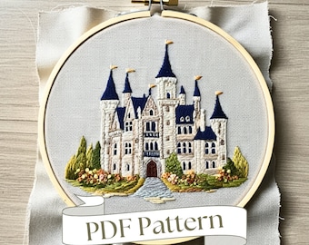 Castle Handstickerei: DIY Fantasy Fantasy Drachendesign (PDF)