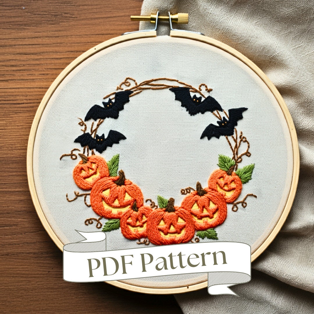Jackolantern Embroidery Pattern Halloween Fall DIY (PDF Pattern) Etsy