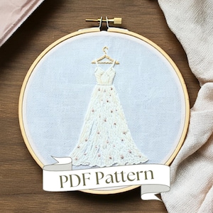 ウェディングドレスの刺繍パターン 花嫁の刺繍パターン ウェディングの刺繍パターン PDFパターン DIY刺繍 手刺繍デザイン
