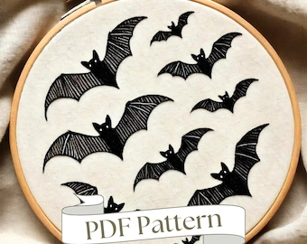 Bats Embroidery Pattern Halloween Embroidery Pattern Fall Embroidery Pattern DIY Instant Download Hand Embroidery Pattern Easy PDF Pattern