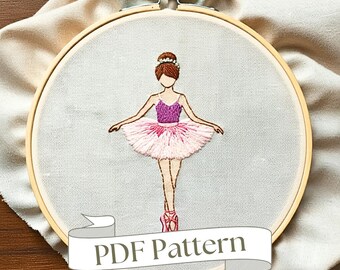 Nutcracker Ballerina Embroidery Pattern: Easy Christmas Ornament (PDF Pattern)