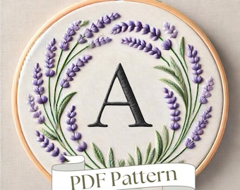 Floral Alphabet Embroidery Pattern: DIY Initial Embroidery (PDF)