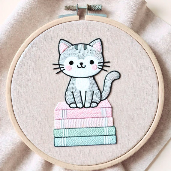 Hand Embroidered Cats Under The Stars Patches Hand Embroidered Cats Under The Stars Patches