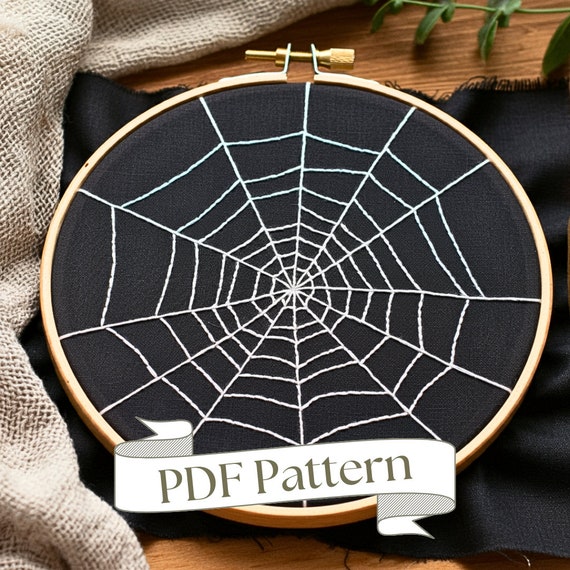 蜘蛛の巣刺繍パターン：ハロウィーン DIY 手刺繍 (PDF) - Etsy 日本
