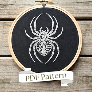 Spider Embroidery Pattern Halloween Embroidery Pattern Halloween Hand Embroidery Pattern DIY Instant Download Hand Embroidery Pattern PDF