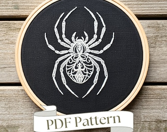 Spider Embroidery Pattern Halloween Embroidery Pattern Halloween Hand Embroidery Pattern DIY Instant Download Hand Embroidery Pattern PDF