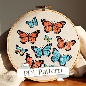 Padrão de bordado à mão de borboleta: design de inseto animal faça você mesmo (padrão em PDF)