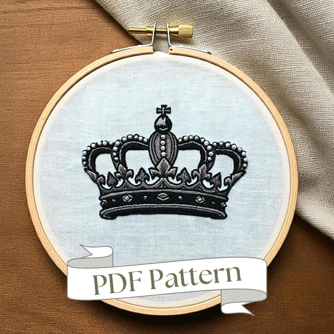 クラウンの手刺繍パターン：ファンタジーDIY（PDFパターン） - Etsy 日本