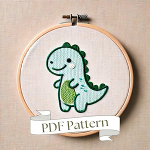 恐竜の刺繍パターン 子供部屋のための手刺繍 子供用刺繍パターン DIY 刺繍 手刺繍デザイン 簡単な恐竜のパターン