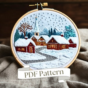 Winter Village Christmas Embroidery Pattern Whoville Embroidery Pattern Embroidery Ornament Beginner Pattern DIY Embroidery Hand Embroidery