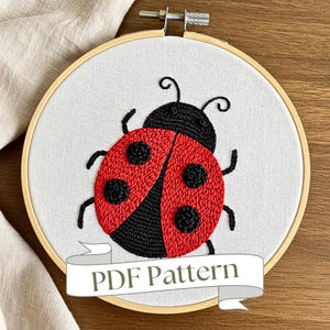 Ladybug Hand Embroidery Pattern Embroidery For Kids Rooms Kids Nursery Embroidery PDF Pattern DIY Embroidery Hand Embroidery Design Easy