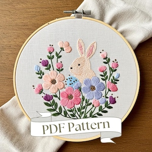 Floral Bunny Easter Hand Embroidery Pattern (PDF)