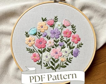 Handborduurpatroon bloemen: lentebloemen (pdf-patroon)