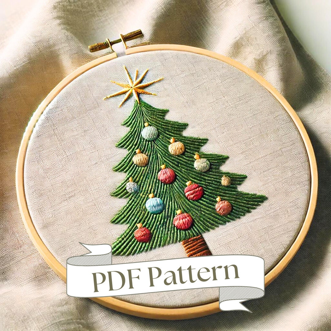 Simple Christmas Tree Embroidery Pattern PDF Christmas Embroidery ...