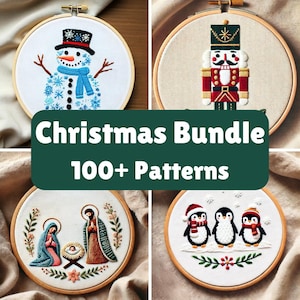 MINI BUNDLE Weihnachts-Stickmuster PDF Weihnachten Handstickmuster Winter Stickmuster Feiertagsstickerei Lifetime Access