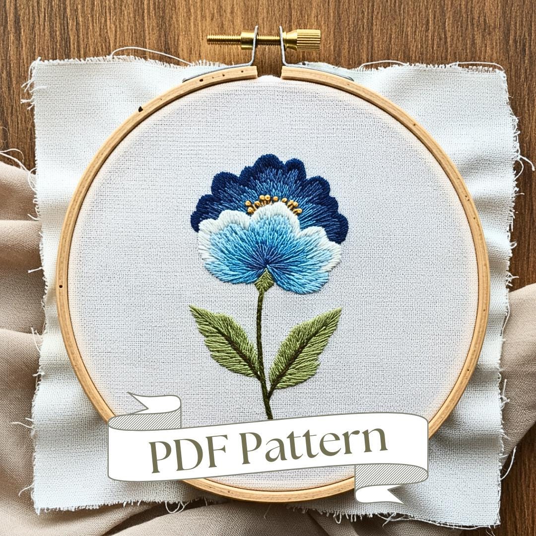 ヤグルマギクの刺繍パターン：簡単な花柄DIY（PDFパターン） - Etsy 日本