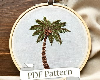ヤシの木の刺繍パターン、ビーチ＆夏のDIY（PDFパターン） - Etsy 日本