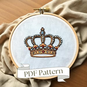 Crown Hand Embroidery Pattern Fantasy Embroidery Pattern Mythical Creature Embroidery Pattern DIY Dragon Embroidery Pattern PDF Embroidery