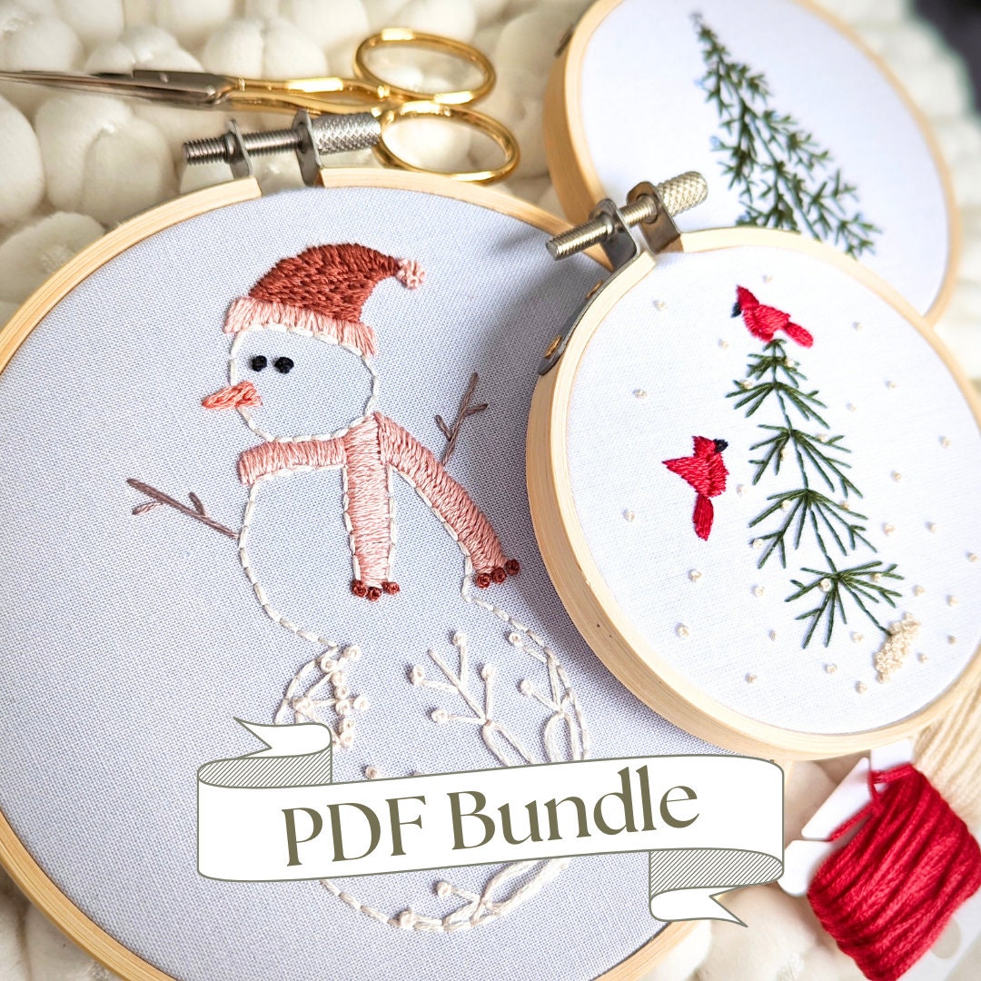 Beginner Christmas Bundle Embroidery Patterns PDF Christmas Patterns Bundle Embroidery Pattern Bundle Easy Embroidery Designs Holiday Design