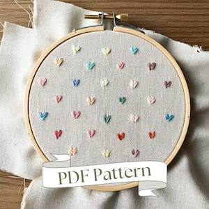 Hearts Embroidery Pattern Valentines Day Hand Embroidery Pattern DIY Valentines Day Gift Embroidery PDF Pattern Easy Hand Embroidery