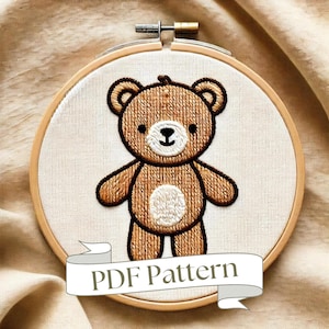 Teddy Bear Embroidery Pattern Embroidery For Kids Rooms Kids Nursery Embroidery PDF Pattern DIY Embroidery Hand Embroidery Design Easy