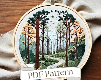 Forrest Embroidery Pattern Hiking Lover Handmade Gift Hiking Embroidery Pattern Summer Hand Embroidery Pattern DIY Embroidery Pattern Easy