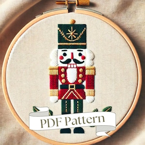 Nutcracker Embroidery Pattern Ballet Christmas Embroidery Pattern Ornament Beginner Easy PDF Pattern DIY Embroidery Hand Embroidery Design