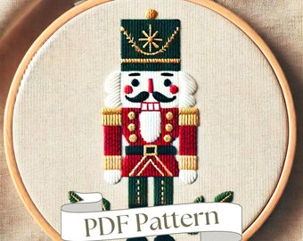 Nutcracker Embroidery Pattern: Christmas Ballet Ornament (PDF Pattern)
