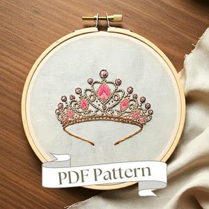 Crown Hand Embroidery Pattern Fantasy Embroidery Pattern Mythical Creature Embroidery Pattern DIY Dragon Embroidery Pattern PDF Embroidery