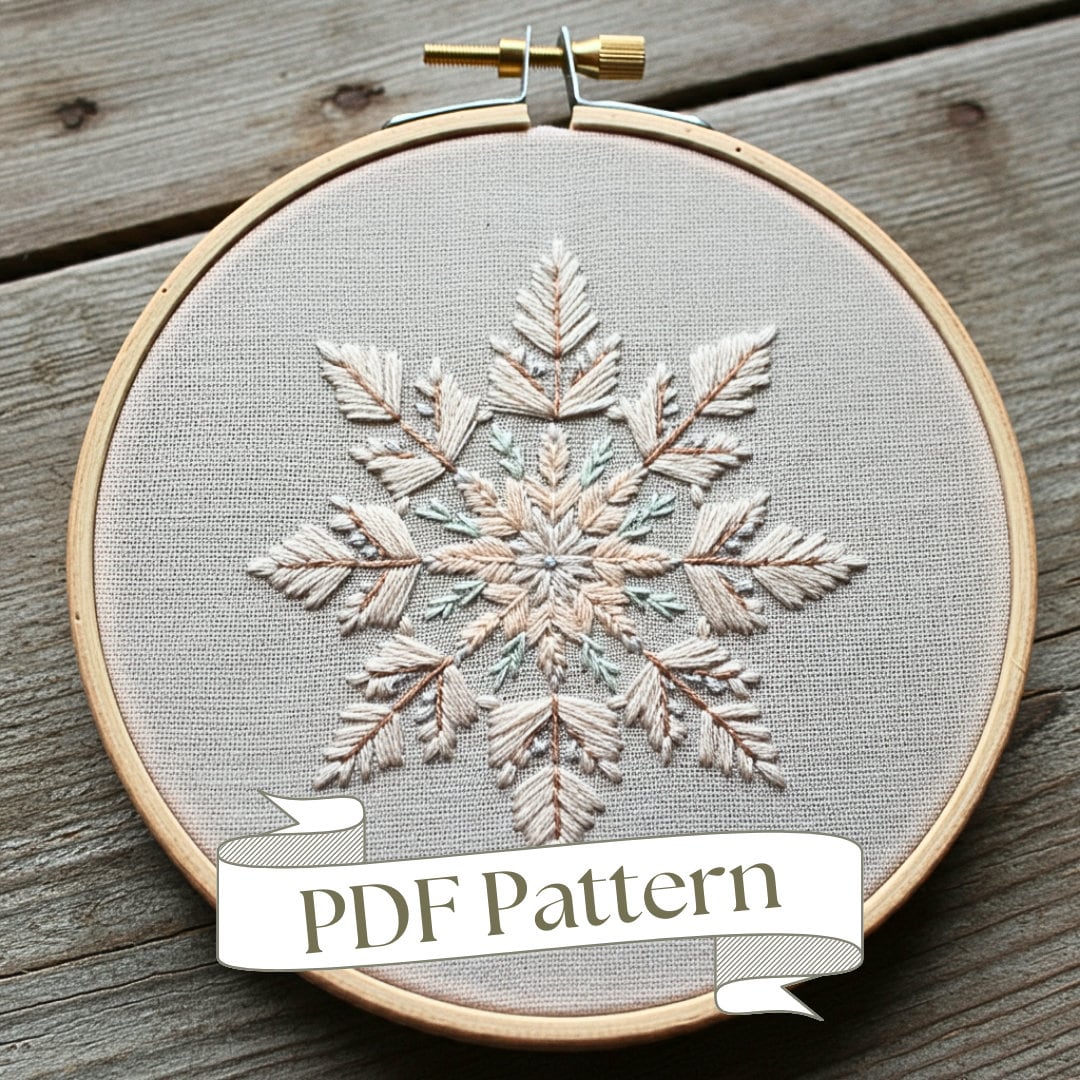 Snowflake Embroidery Pattern PDF Christmas Embroidery Pattern Winter