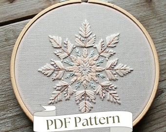 Snowflake Embroidery Pattern PDF Christmas Embroidery Pattern Winter Embroidery Pattern Easy Embroidery Pattern Beginner Embroidery Pattern