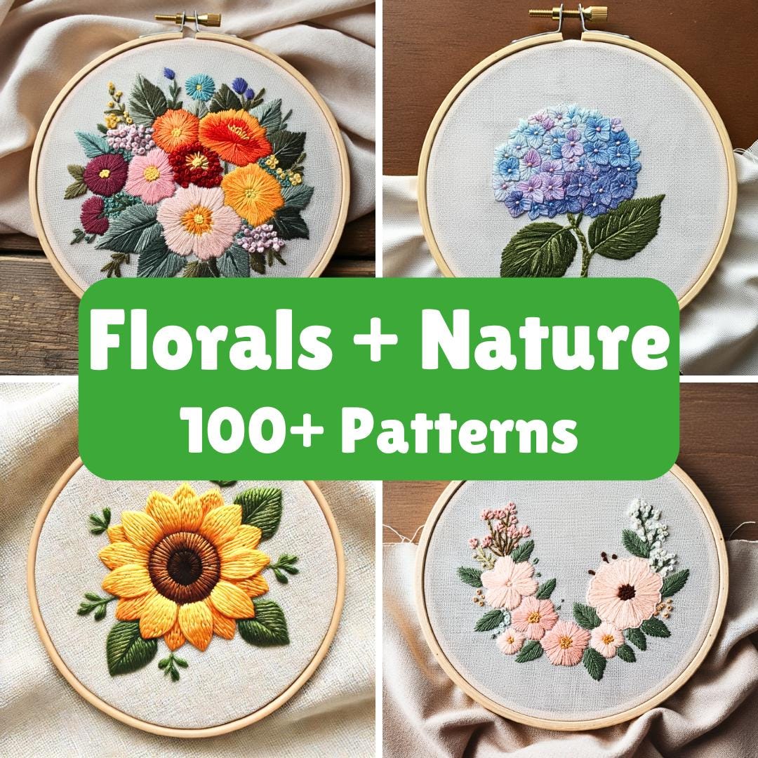 Floral Hand Embroidery Pattern Mini Bundle (PDF Pattern) - Etsy