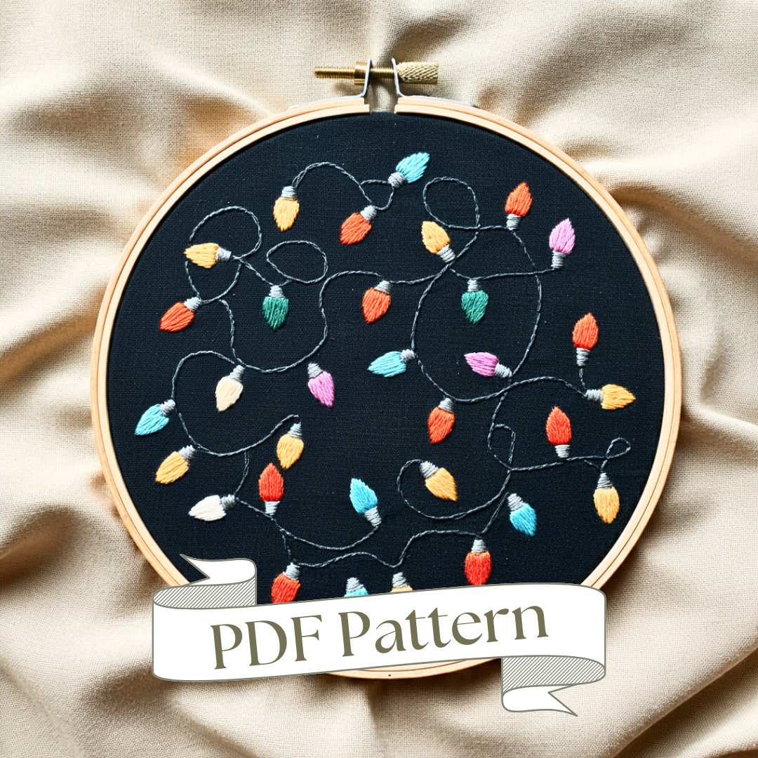 Christmas Lights Embroidery Pattern: Beginner DIY Ornament (PDF Pattern ...