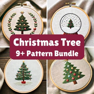 MINI BUNDLE Weihnachtsbaum Stickmuster PDF Weihnachten Handstickmuster Stickmuster Winterstickerei Feiertagsstickerei Lifetime Access