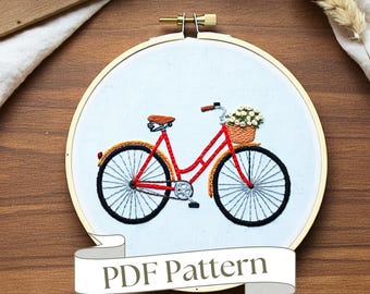Bicycle Embroidery Pattern: Summer DIY Design (PDF Pattern)
